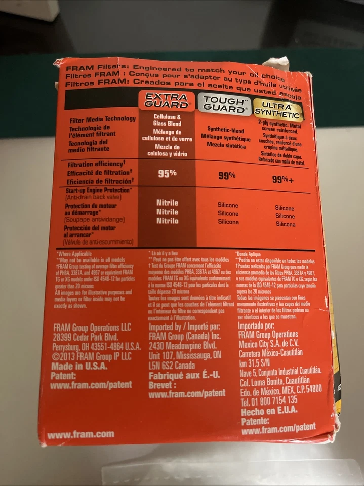 Дополнительный защитный масляный фильтр FRAME PH8A с SUREGRIP - Изображение 2 из 4