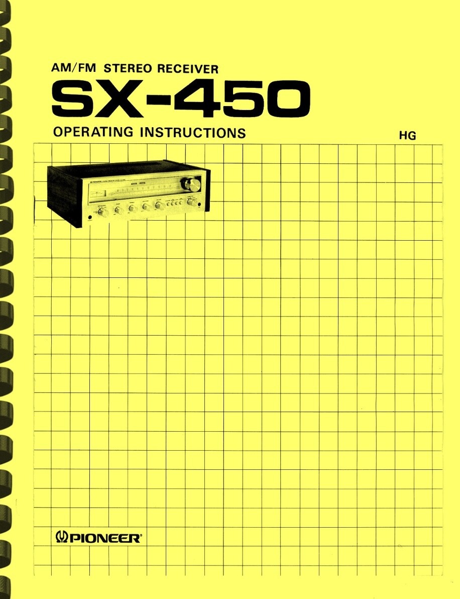 Pioneer SX-450 Stereo Receiver OWNER'S MANUAL and SERVICE MANUAL