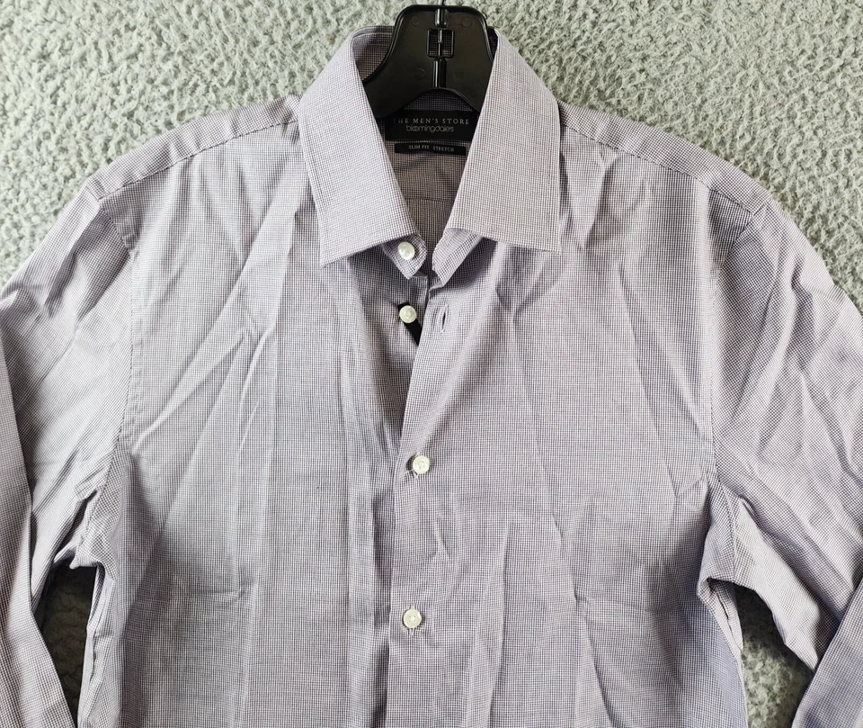 Camisa elástica ajustada The Men's Store at Bloomingdale's para hombre 14,5 32/33 púrpura Foto 4 de 4