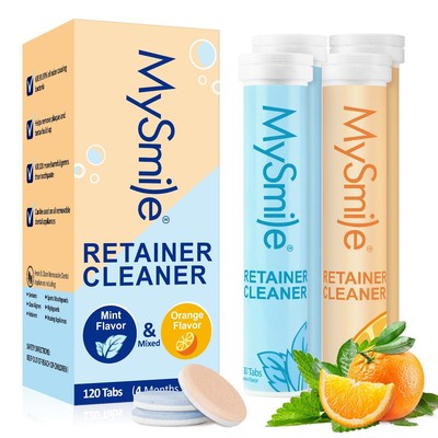 MySmile Retainer Cleaner Tablets Temporary Teeth Denture Cleaning 120 Tablets