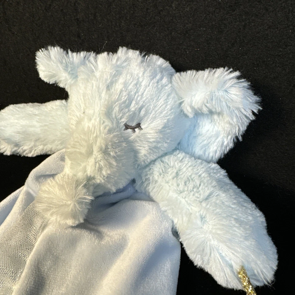 Manta de juguete para bebé de peluche Mud Pie Blue Elephant Lovey 13" Foto 3 de 4