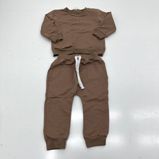 Brown 2 Piece Crewneck Sweatsuit Unisex Kids Size 4T NEW