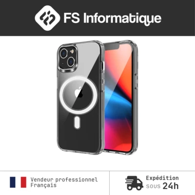 APPLE Coque transparente MagSafe + 2 verres trempés pour iPhone 16 15 14 13 12 11