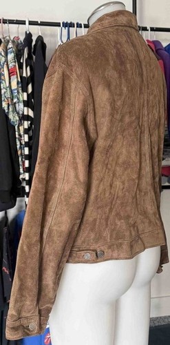 GAP SUEDE LEATHER COWHIDE TRUCKER JACKET MEN SZ LG - Picture 3 of 7