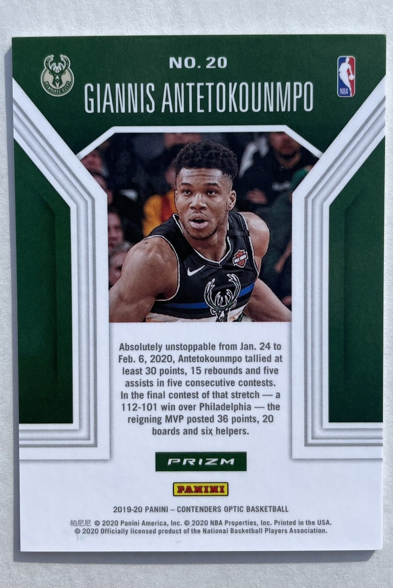 Giannis Antetokounmpo 2019 Panini Contenders Optic Playing The