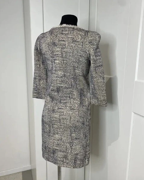 Blusa Vestido Louis Vuitton Tejido Deshilachado Azul Marfil Algodón Seda Mangas 3/4 M Foto 3 de 4