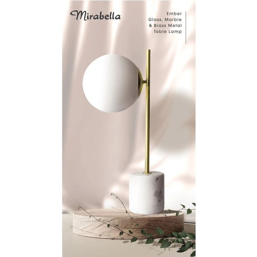 Mirabella Ember Table Lamp Marble Base Frosted Glass Shade
