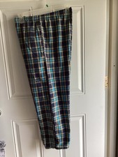 Hanes Mens Pajamas Sleep Blue Plaid Pants Sz. Large 36-38X28 EUC