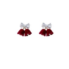 Christmas Silver Bow Earrings for Women Bell Earrings,Jingle Bell Drop Dangle Xm