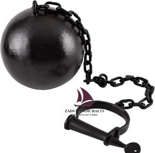 ZAIN Antique iron black Ball, Foot Handcuffs with Chain and Iron Ball, Ages