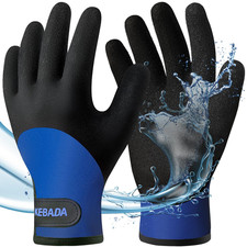 Kebada T2 Waterproof Winter Work Gloves for Men and Women - Large, Blue