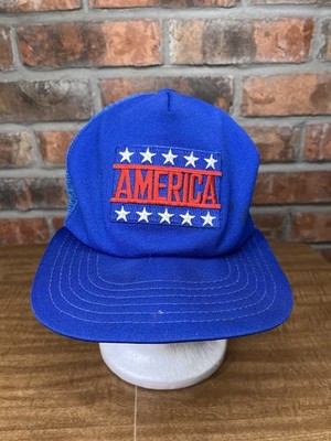 Vintage America Logo Stars Red White Blue USA Made Snapback Hat Small/MED July 4