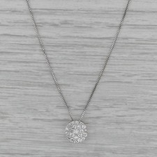 0.65ctw Diamond Cluster Pendant Necklace 10k White Gold 18.75" Box Chain