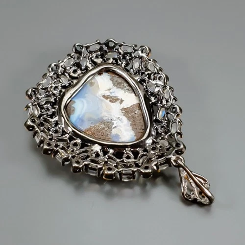 Handmade 40 ct+ Natural Boulder Opal Pendant 925 Sterling Silver /NP51871 - Image 2 of 4