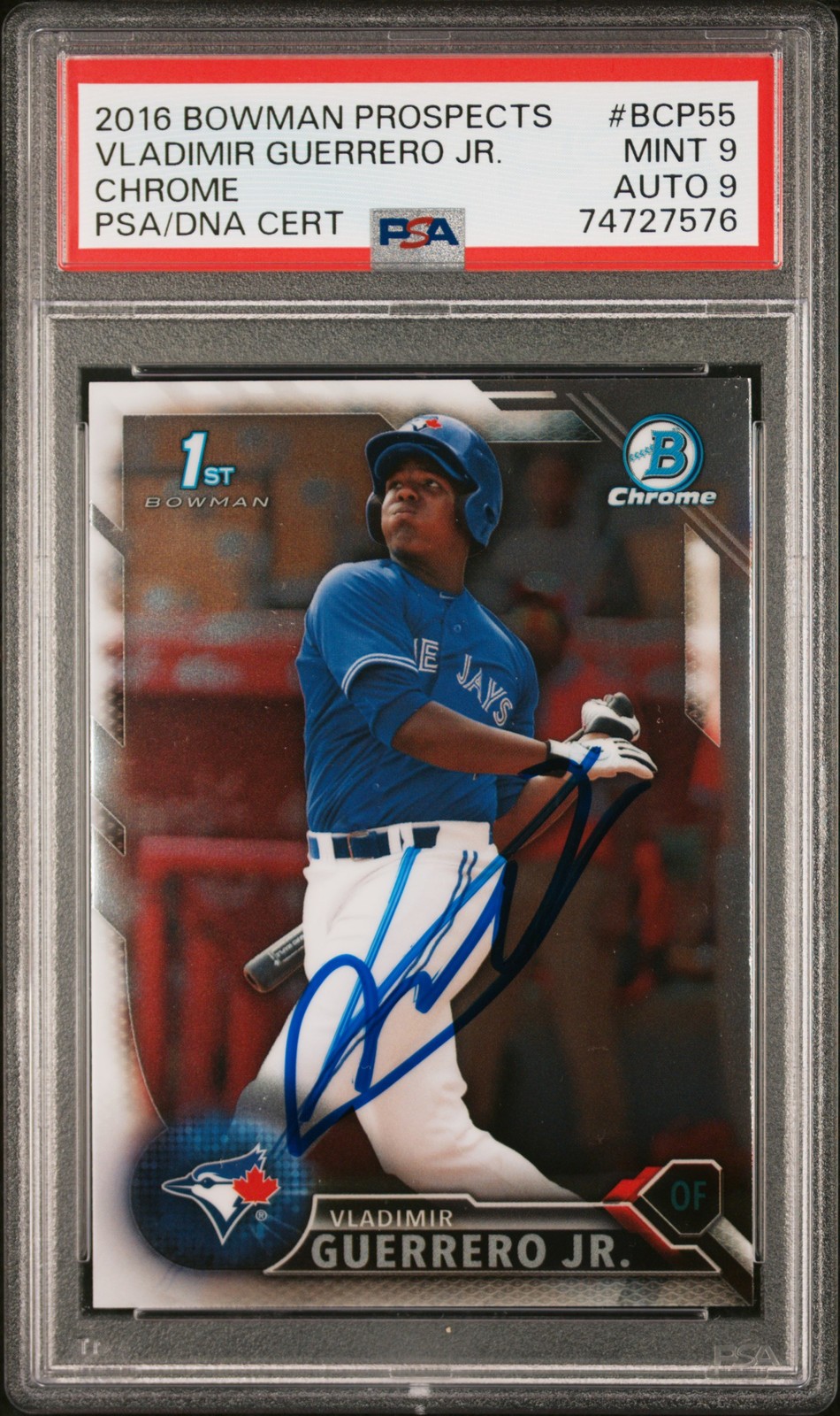 2016 BOWMAN PROSPECTS CHROME #BCP55 VLADIMIR GUERRERO JR. PSA 9 AUTO 9