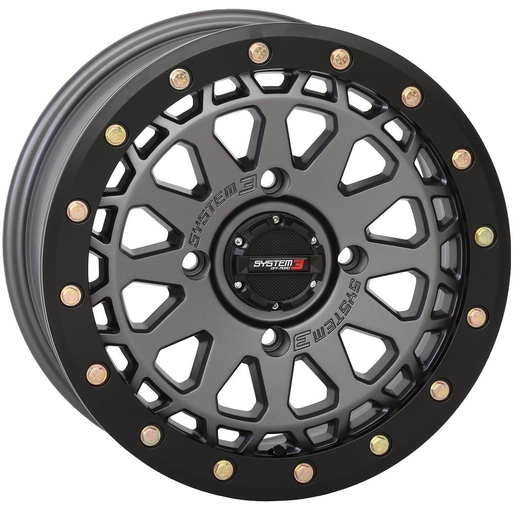 System 3 SB-6 Beadlock 15" Wheels Gunmetal (4+3) Can-Am Commander Maverick
