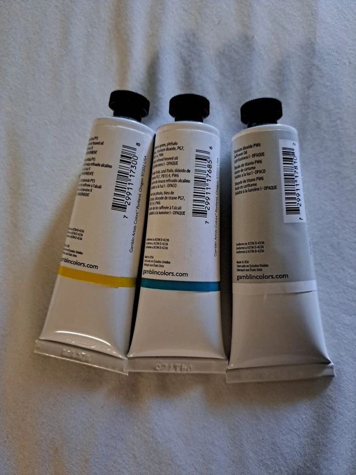 Gamblin 1980 Oil Colors Lot Of 3  Paint Tubes 37ml Artists Various Collection - Image 3 of 3