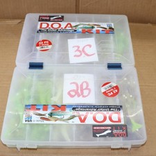 Lot 2B/3C 2 Tackle Boxes of DOA 3" Shrimp Fishing Lure Baits 100+ pcs Cases Incl