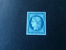 Timbre France Classique essai du n° 3 Bleu foncé sur Bleu Neuf cote mini 300€.