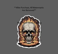 Skull Sticker Waterproof Decal Fire Flames Hardcore Bones Skeleton Gift NEW