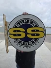 LARGE VINTAGE CHEVROLET SUPER SPORT DOUBLE-SIDED  PORCELAIN FLANGE SIGN 17"*