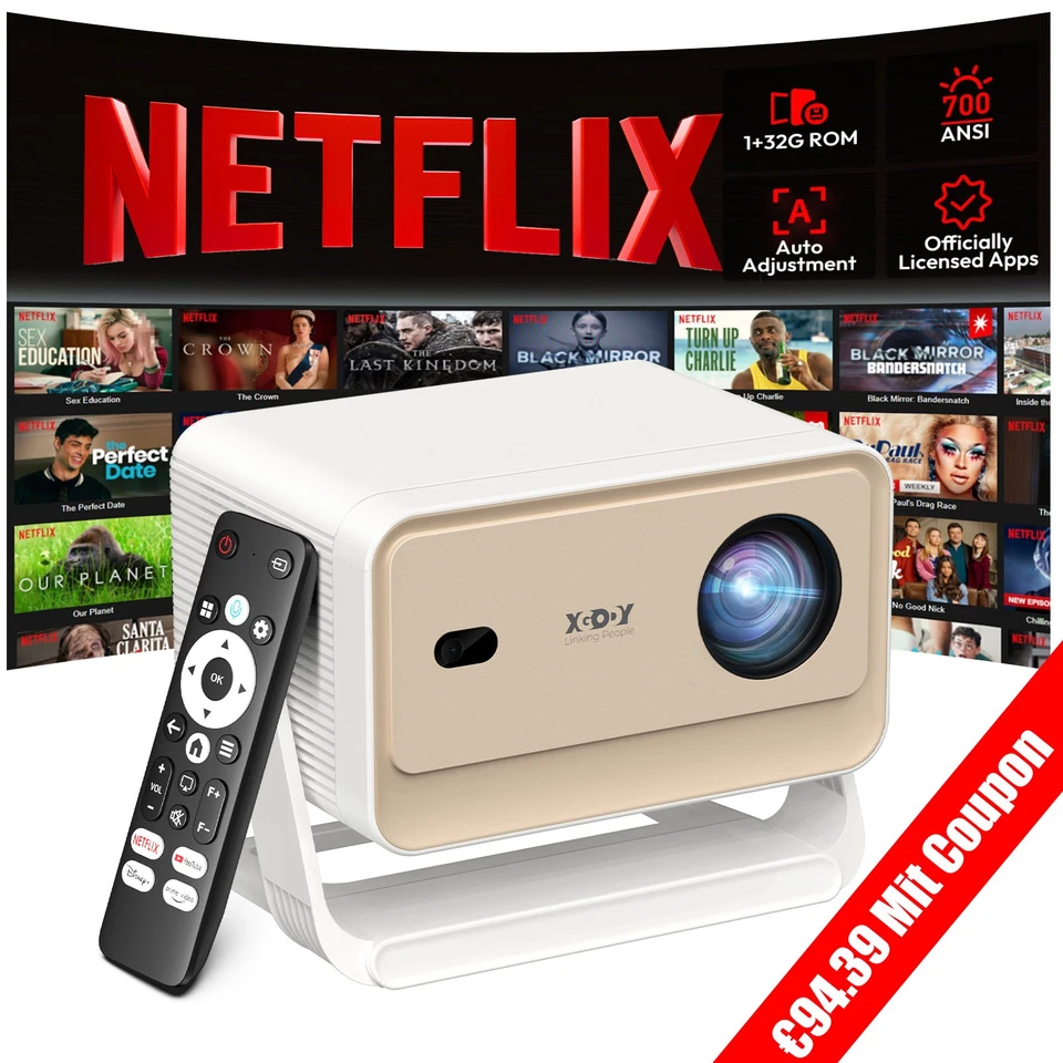 XGODY N6 Pro Netflix Official Video Beamer 4K FHD Projektor Autofokus Whale OS