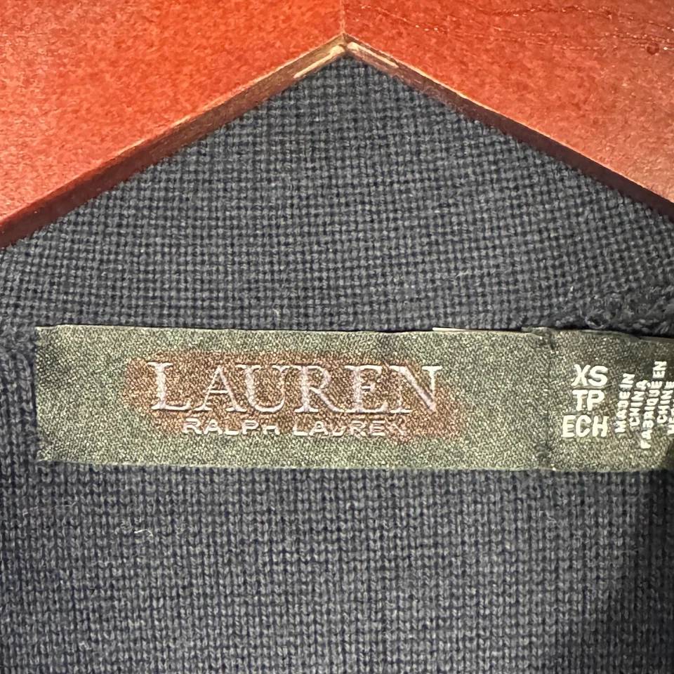 Blazer Lauren Ralph Lauren Feminino XS Azul Marinho Mescla de Algodão Malha Botões Dourados Suéter - Imagem 3 de 4