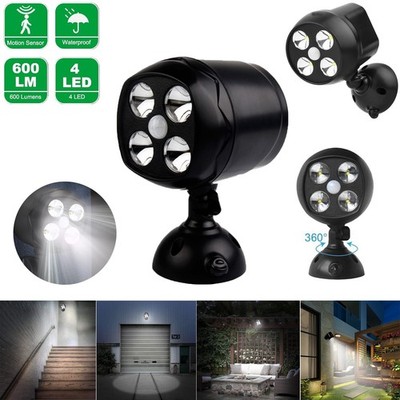 Outdoor LED Motion Sensor Light Battery Powered 4LEDs Waterproof Security Lights