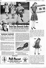 1941 Poll-Parrot Star Brand Shoes Print Ad Uncle Sam Demands Leather