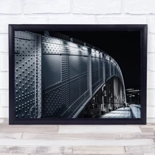 Midnight Cycling Bridge Night Bike Perspective Iron Urban Street Art Print