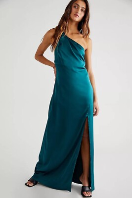 chinese dress ladies FREE PEOPLE Satin BUTTERFLY BABE Maxi Dress – Silver Accents main image 0