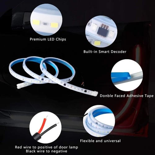 2pcs Car Door Open Warning Light Flashing LED Lights Strip Anti-collision Safety - Picture 12 of 20