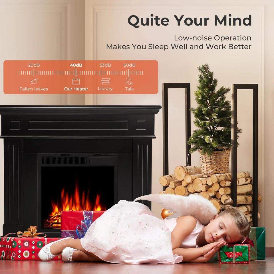 43” Corner Electric Fireplace Mantel Wooden Surround Firebox, TV Stand,Remote - Image 3 of 4