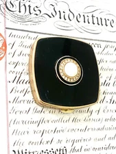 Vintage Stratton of London Black and Goldtone Mirror Compact Stunning