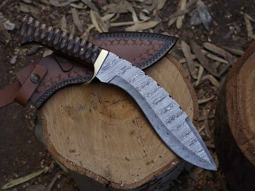 15"Kukri Knife Hand Made Damascus Blade Hunting Knife Bowie Knife W/S _BL-2553 - Picture 12 of 23