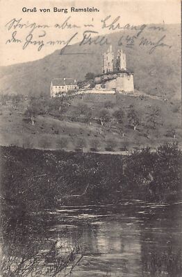 A100 Germany 1913 Gruss von Burg Ramstein Citadel vintage postcard