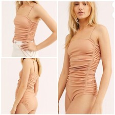 Free People On Your Side Bodysuit Size Small Fossil Clay NWT