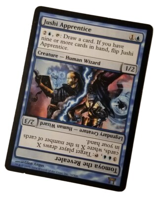 MTG 1xJushi Apprentice, HP, Champions of Kamigawa, Wizard Draw Cards Flip  Over