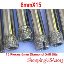 15Pcs 6mm Diamond Drill Bit Hole Saw Cutter Glass Marble Granite Ceramic Slot