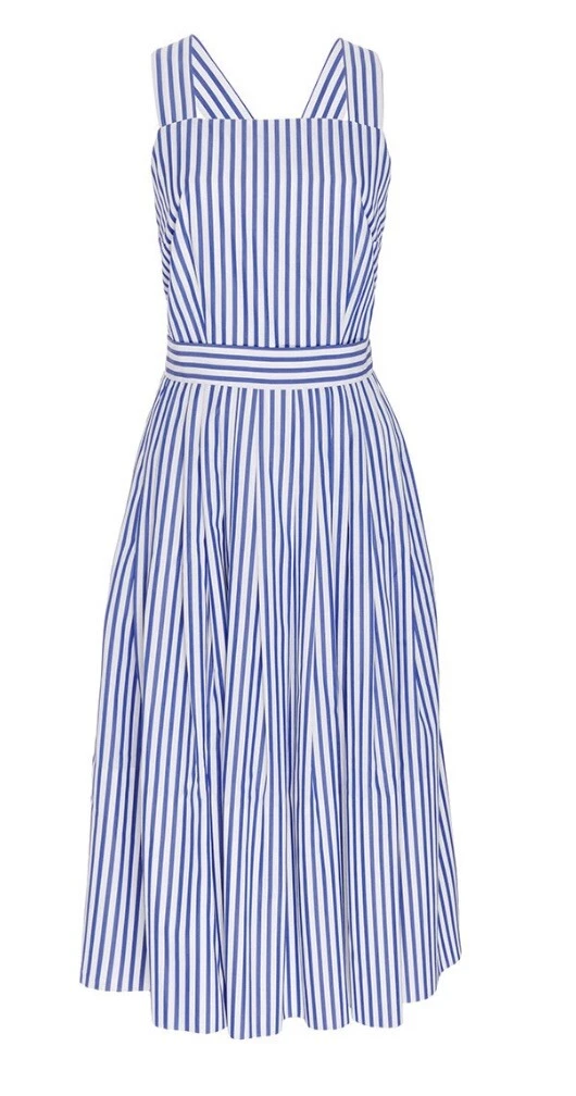 Mark D Sikes Blue White Striped Cross Back Dress Sz 0 | eBay