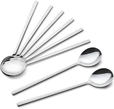 IQCWOOD Spoons, 8 Pieces Korean Spoon 8.5 Inch Stainless Steel Table Soup Spoons