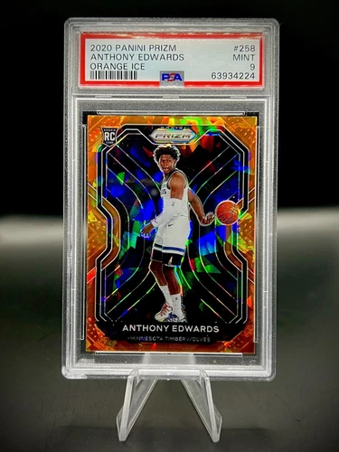 🧡2020-21 Panini Prizm Anthony Edwards #258 Rookie Orange Cracked Ice RC PSA 9