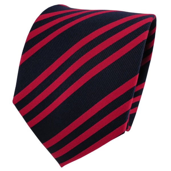 Tigertie Designer Seidenkrawatte In Rot Signalrot Blau Gestreift-image