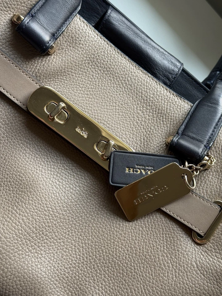 Cartera COACH Swagger - Bloques de colores de cuero granulado (piedra y lima) - herrajes dorados Foto 2 de 4