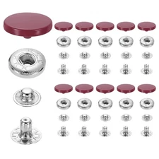 20 Set Snap Fasteners, 17mm #831 Zinc Alloy Press Studs Buttons, Dark Red