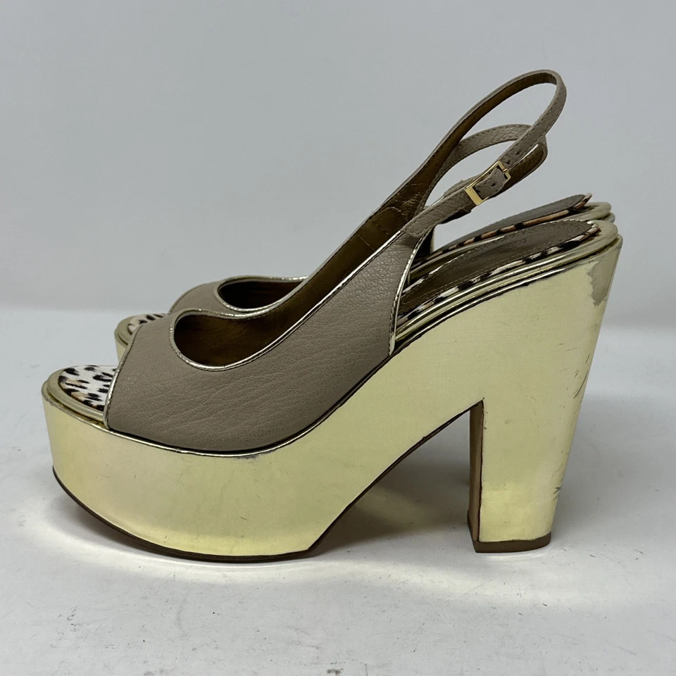 ROBERTO CAVALLI Women's Gold Patent Wedge Heels US9.5/EU40 - Image 3 of 4