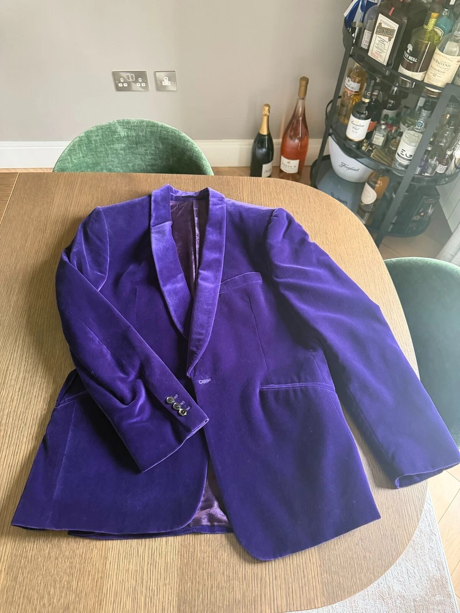 Duchamp London Purple Velvet Shawl Collar Dinner Jacket Mens 40 Tailored Fit