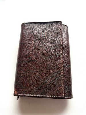 ETRO Paisley Leather Bi Fold Wallet Brown Made in Italy