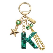Green Initial Letter K Keychain Heart Butterfly Star Chain for Women