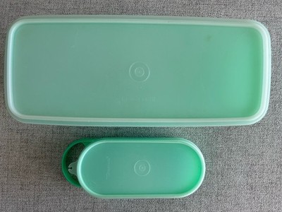 VTG  1970 s Tupperware Celery Long Container & Lid  / Cheese Grater Jade Green
